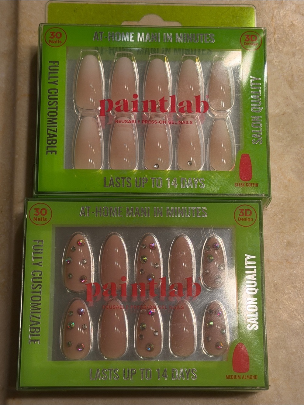 NEW paintlab Nude Pink & Gems Press-On Nails (2 Sets)